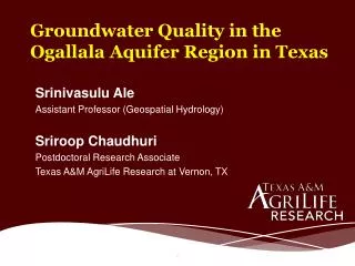 Groundwater Quality in the Ogallala Aquifer Region in Texas