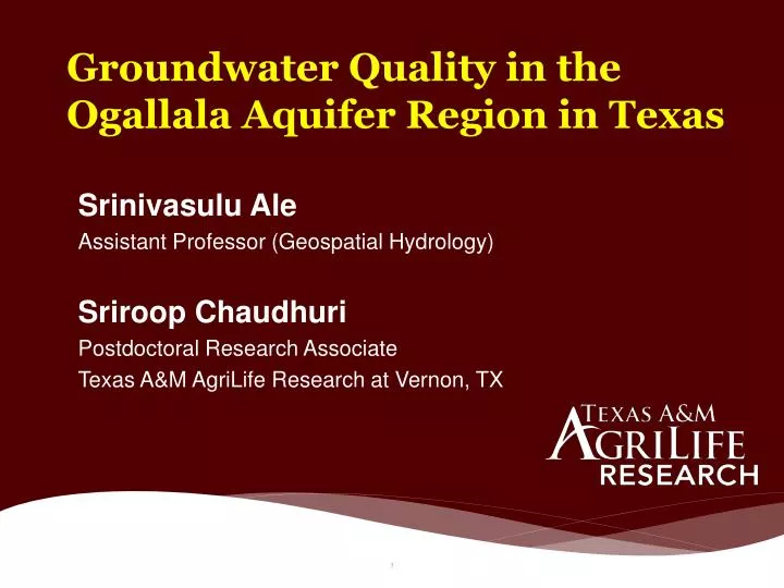groundwater quality in the ogallala aquifer region in texas