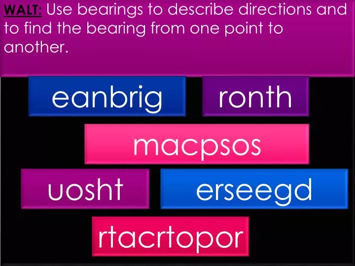 walt use bearings to describe directions and to find the bearing from one point to another