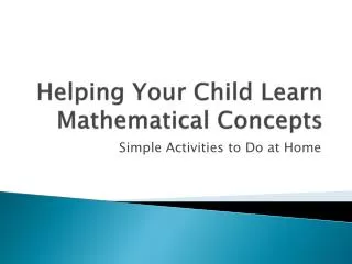 Helping Your Child Learn Mathematical Concepts