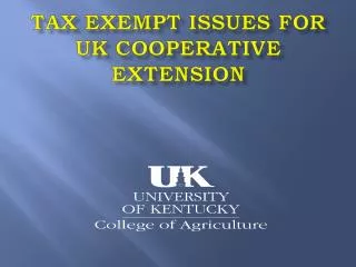 Tax Exempt Issues for UK Cooperative Extension