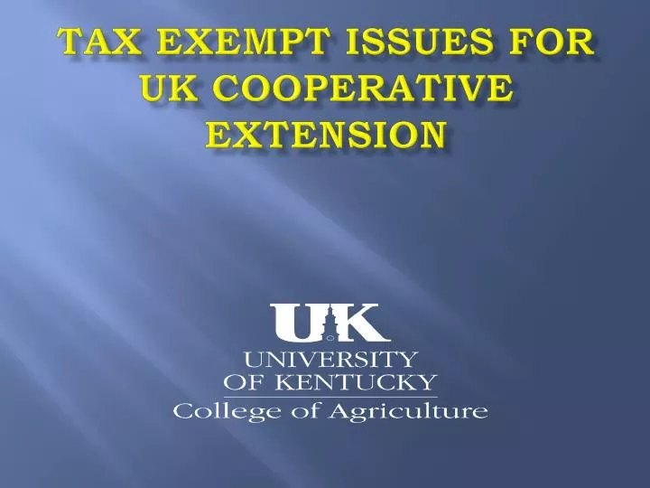 tax exempt issues for uk cooperative extension