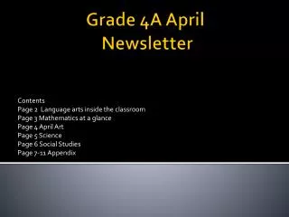 Grade 4A April Newsletter