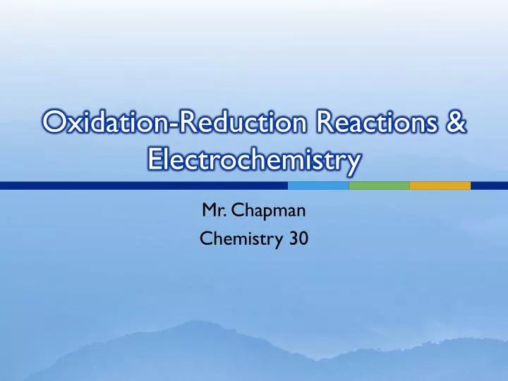 oxidation reduction reactions electrochemistry