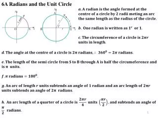 6A Radians and the Unit Circle