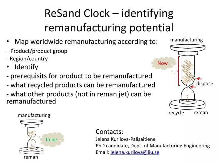 resand clock identifying remanufacturing potential
