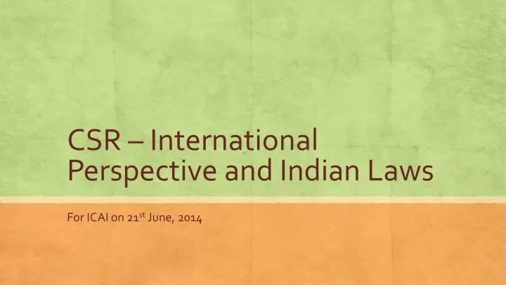 csr international perspective and indian laws