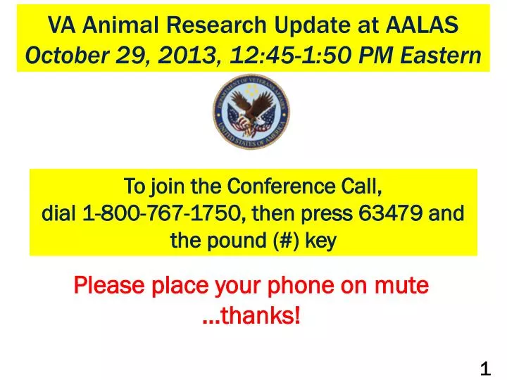 va animal research update at aalas october 29 2013 12 45 1 50 pm eastern