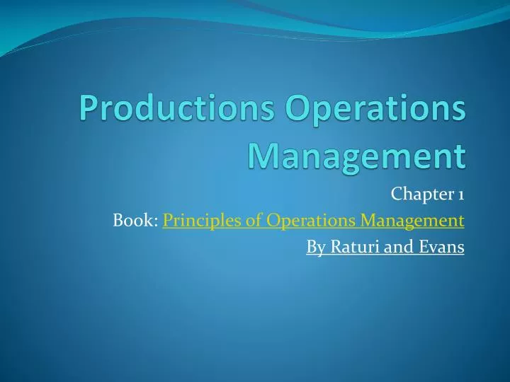 productions operations management