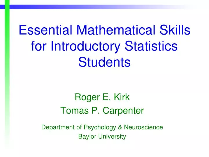 essential mathematical skills for introductory statistics students