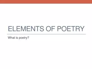 elements of poetry