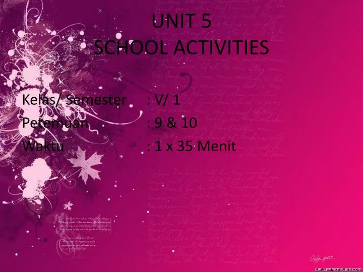 unit 5 school activities