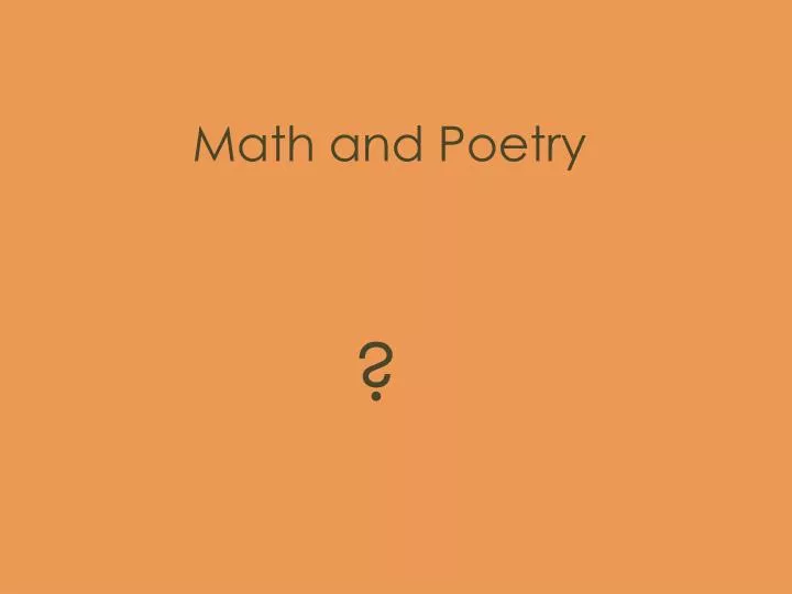 math and poetry