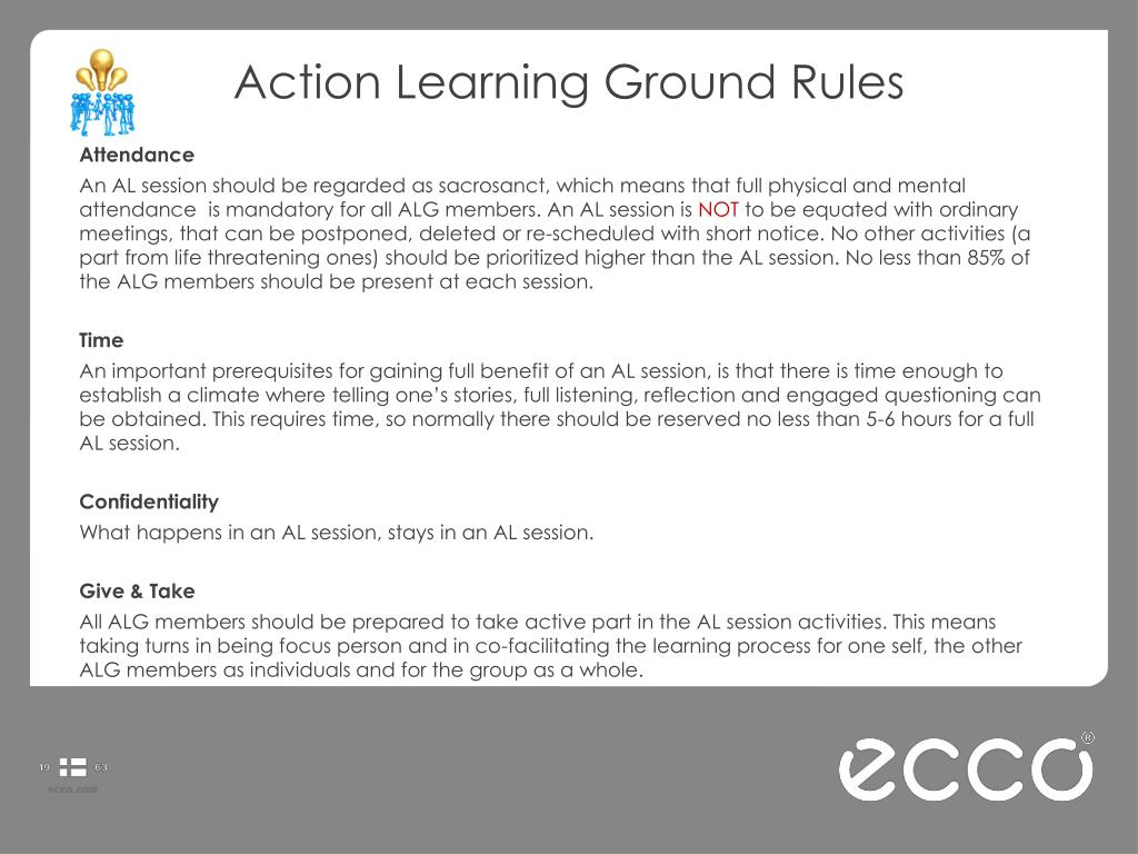 PPT - Action Learning Ground Rules Attendance PowerPoint Presentation ...