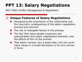 PPT 13: Salary Negotiations MGT 4384 Conflict Management &amp; Negotiation