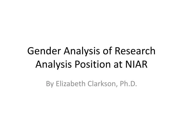 gender analysis of research analysis position at niar