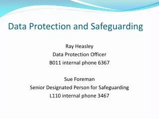 Data Protection and Safeguarding