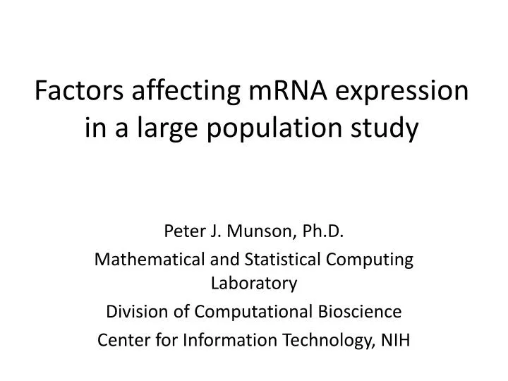 factors affecting mrna expression in a large population study