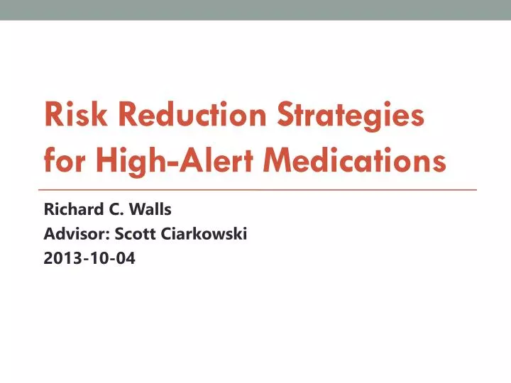 risk reduction strategies for high alert medications