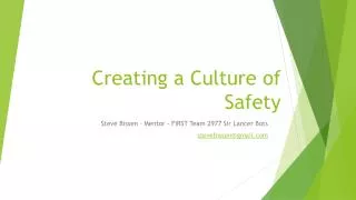 Creating a Culture of Safety