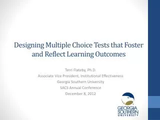 Designing Multiple Choice Tests that Foster and Reflect Learning Outcomes