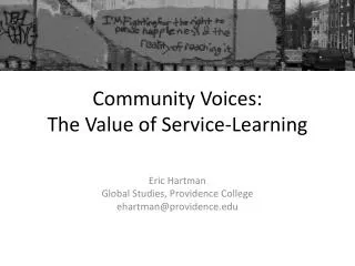 Community Voices: The Value of Service-Learning