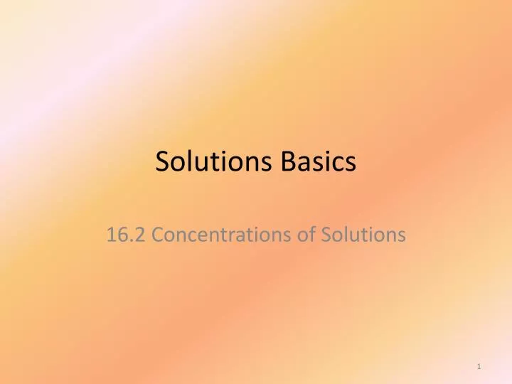 solutions basics