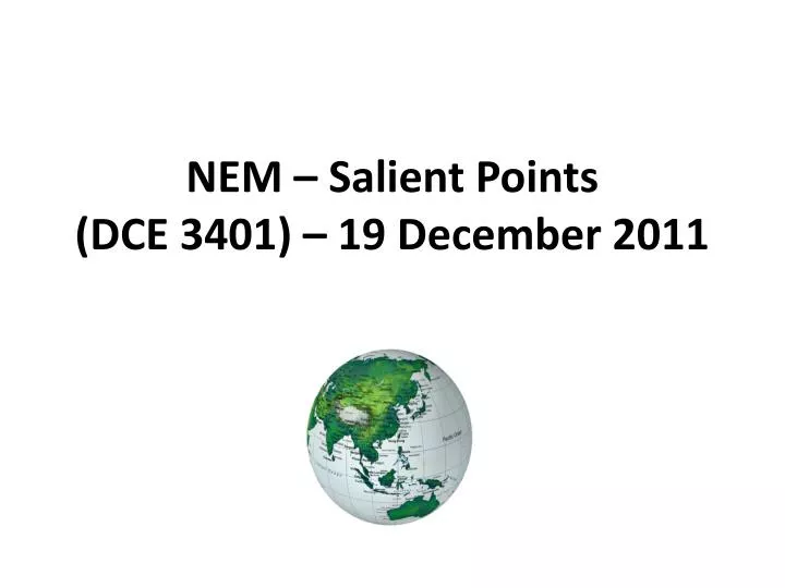 nem salient points dce 3401 19 december 2011
