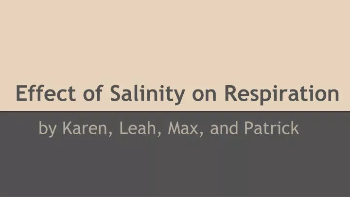 effect of salinity on respiration