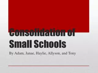 Consolidation of Small Schools