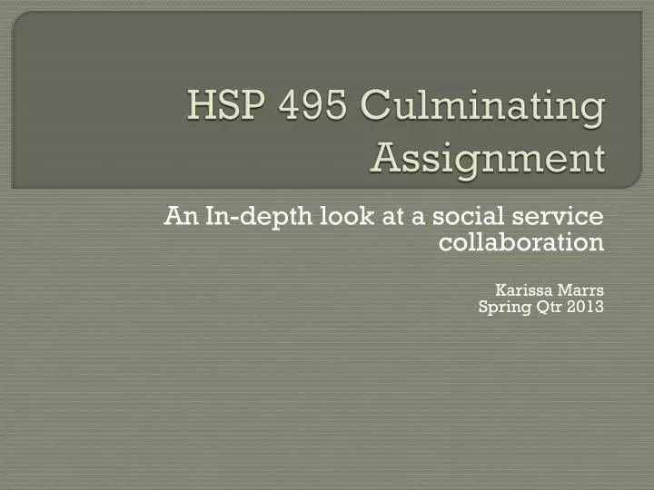 hsp 495 culminating assignment