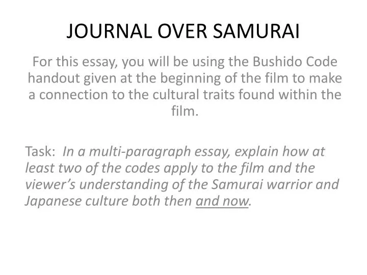 journal over samurai