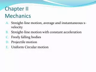 Chapter II Mechanics