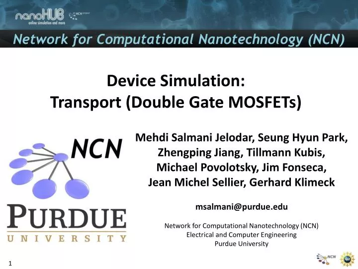 device simulation transport double gate mosfets