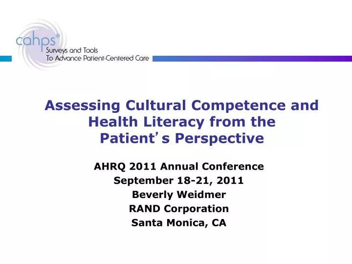 assessing cultural competence and health literacy from the patient s perspective