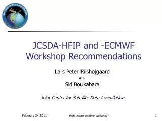JCSDA-HFIP and -ECMWF Workshop Recommendations