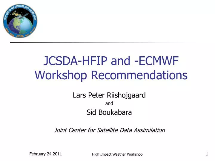 jcsda hfip and ecmwf workshop recommendations