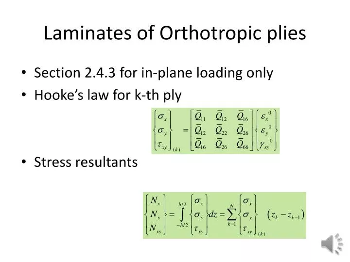 laminates of orthotropic plies