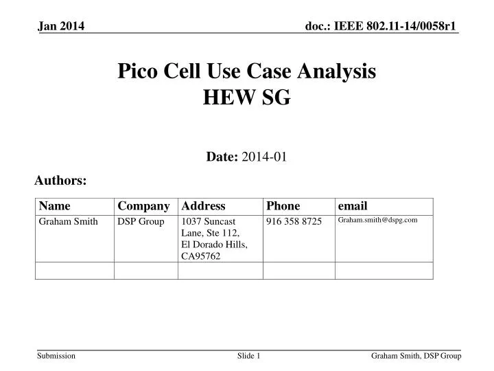 pico cell use case analysis hew sg