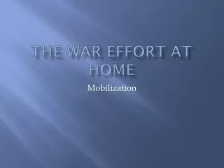 the war effort at home