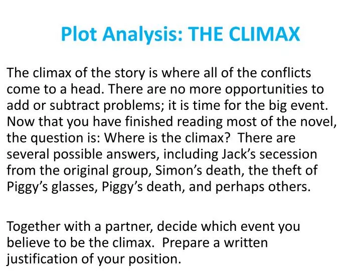 plot analysis the climax