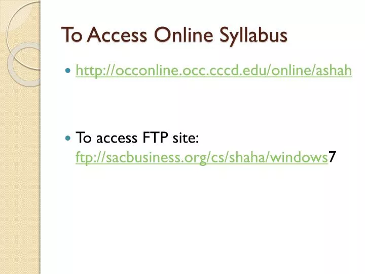 to access online syllabus