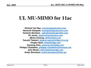 UL MU-MIMO for 11ac