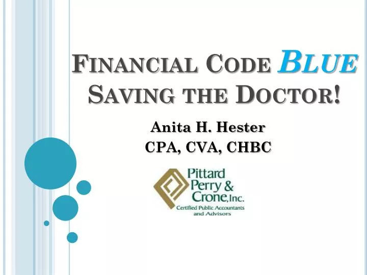financial code blue saving the doctor