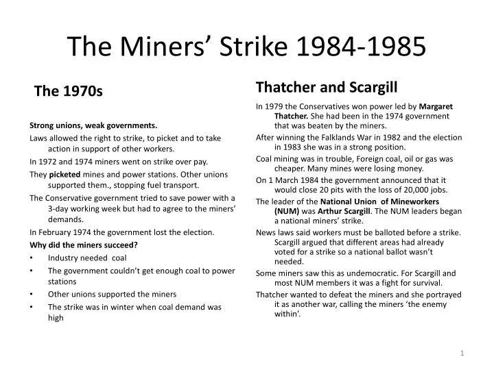 the miners strike 1984 1985