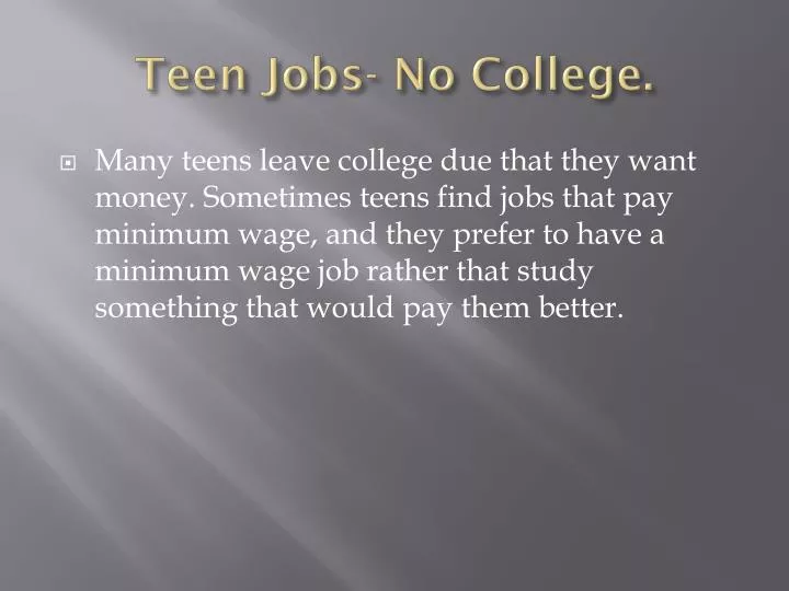 teen jobs no college