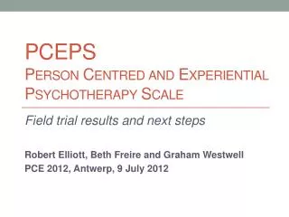 PCEPS Person Centred and Experiential Psychotherapy Scale