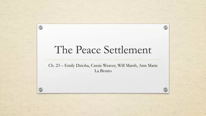 the peace settlement