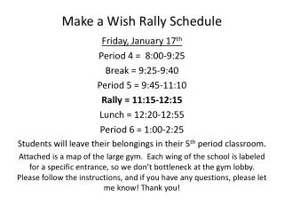 Make a Wish Rally Schedule