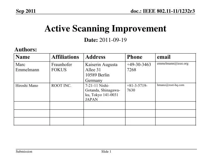 active scanning improvement